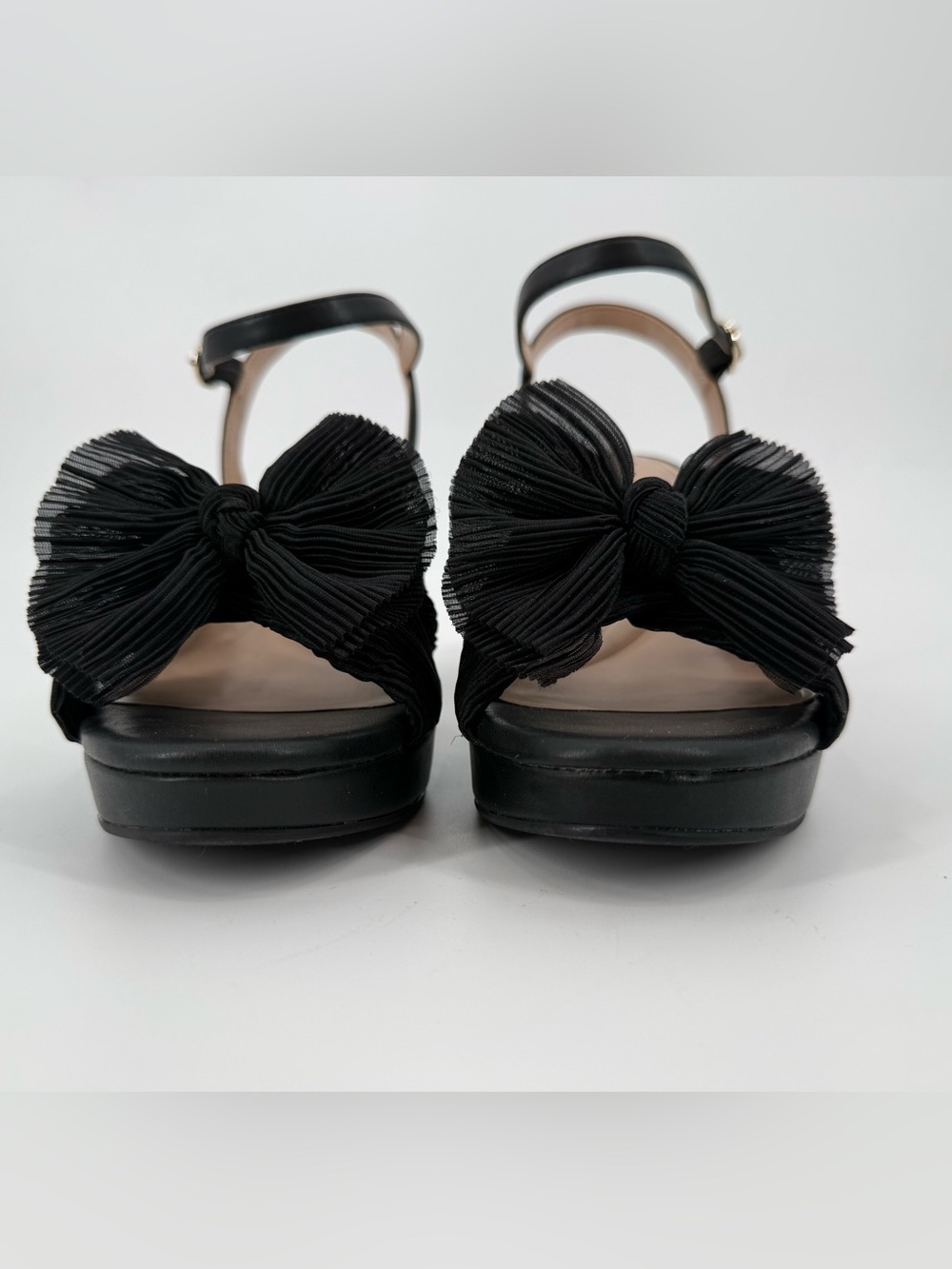 Kelly & Katie Open Toe Slingback Ankle Strap Bow on Toe Heather Shoes 8